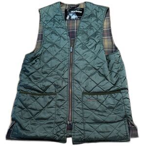 Vintage J. Barbour & Sons Reversible Quilted Vest Green Ancient Tartan No Size